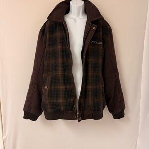 COOGI Men's Dark Brown Plaid Bomber Jacket